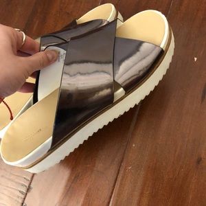 Zara Grey Metallic Platform Sandal